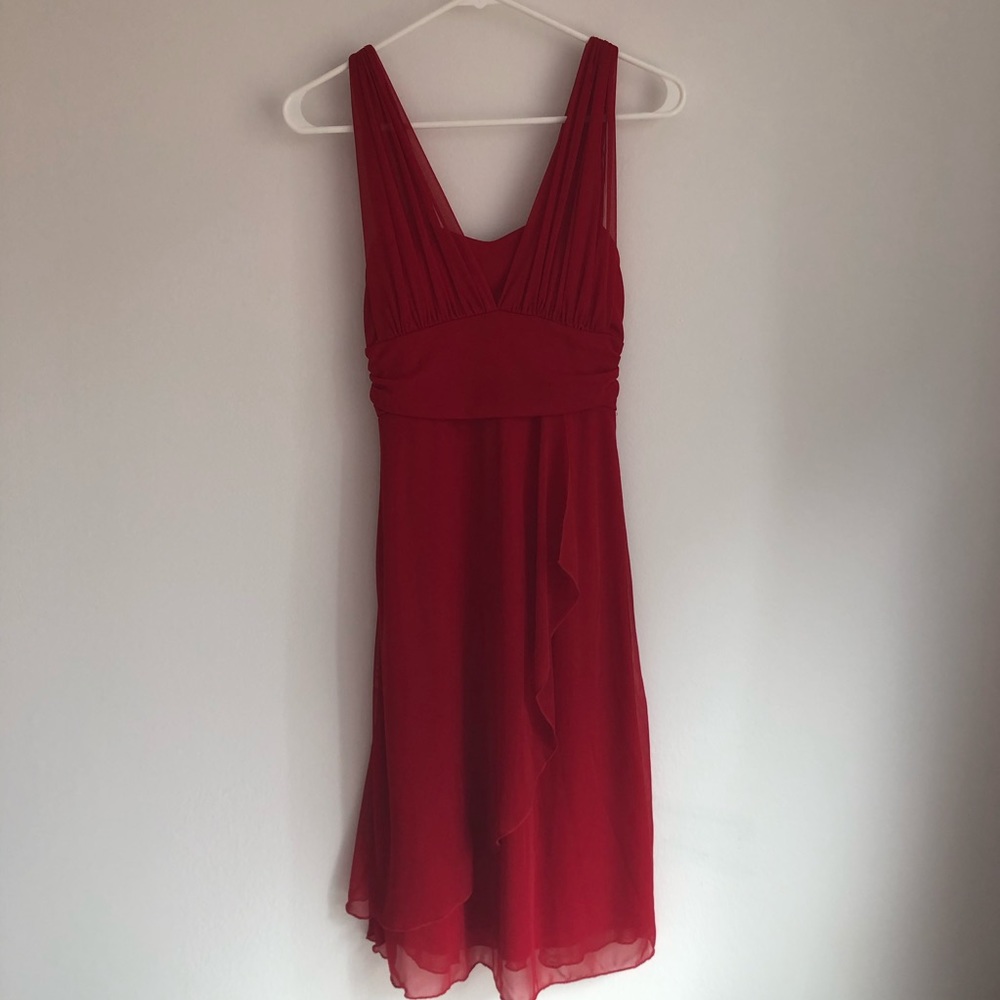 Silky elegant red cocktail dress